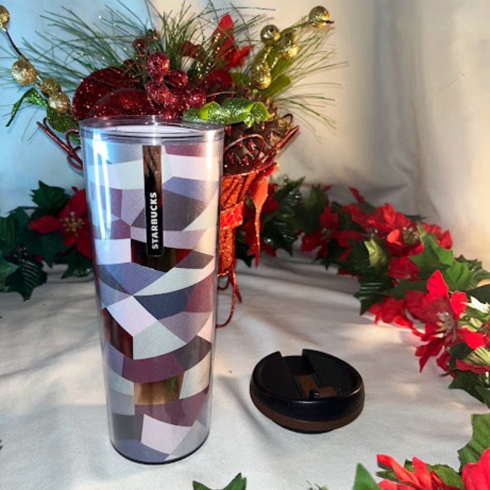 Starbucks Mosaic Gold Gray Acrylic Tumbler 16 oz - Picture 2 of 4
